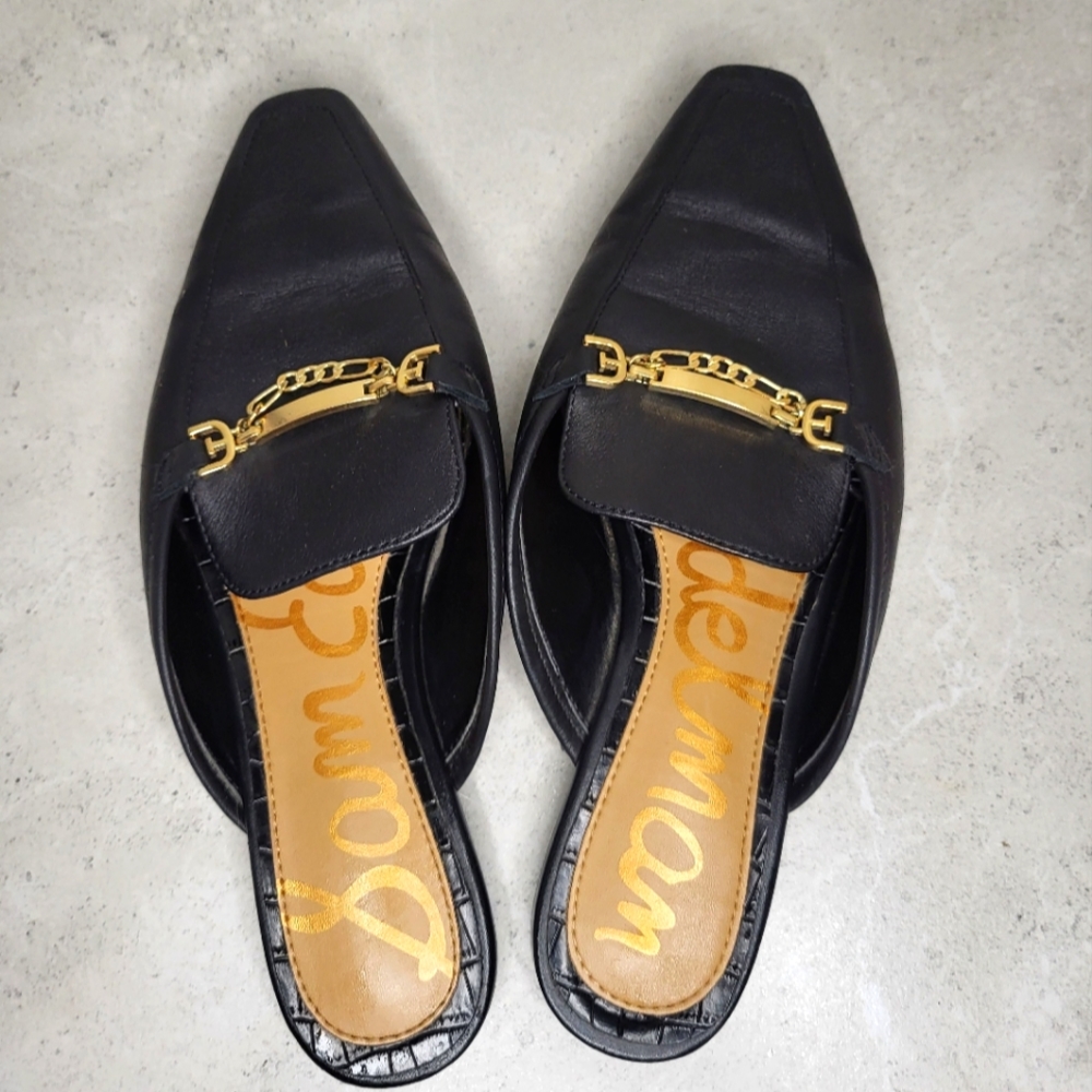 Sam Edelman black and gold loafers for women  vintage style loafers